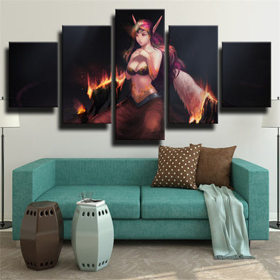 5 panel modern art framed print League Of Legends Morgana wall decor-1200 (1)