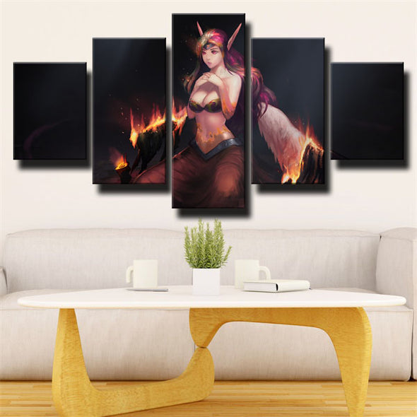 5 panel modern art framed print League Of Legends Morgana wall decor-1200 (2)