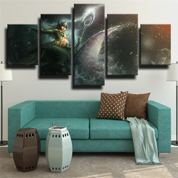 5 panel modern art framed print League Of Legends Nami decor picture-1200(3)