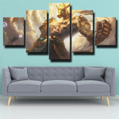 5 panel modern art framed print League Of Legends Nasus  wall picture-1200 (1)