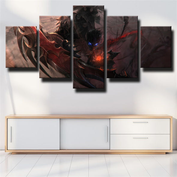 5 panel modern art framed print League of Legends Nocturne wall decor-1200 (2)