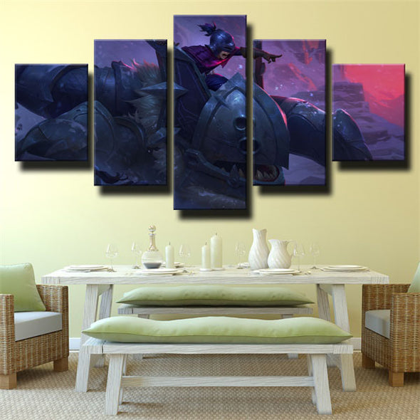 5 panel modern art framed print League of Legends Nunu wall decor-1200 (1)