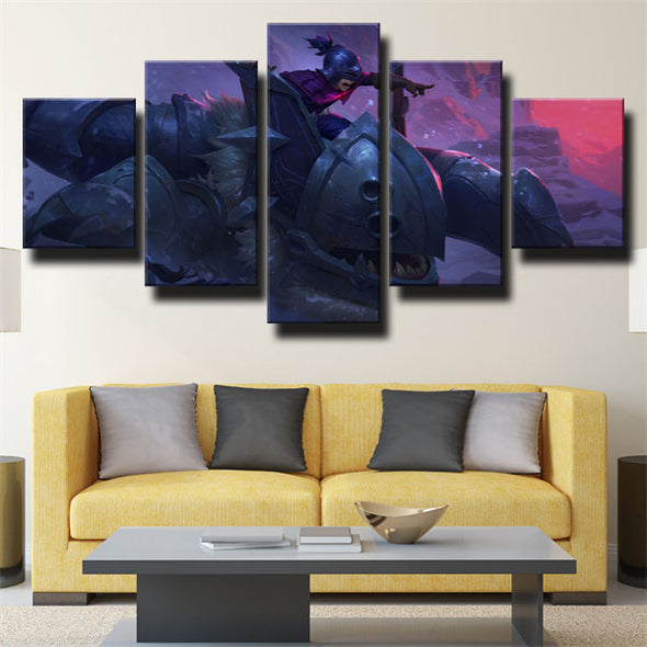 5 panel modern art framed print League of Legends Nunu wall decor-1200 (2)