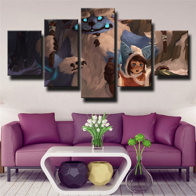 5 panel modern art framed print League of Legends Nunu wall picture-1200 (1)