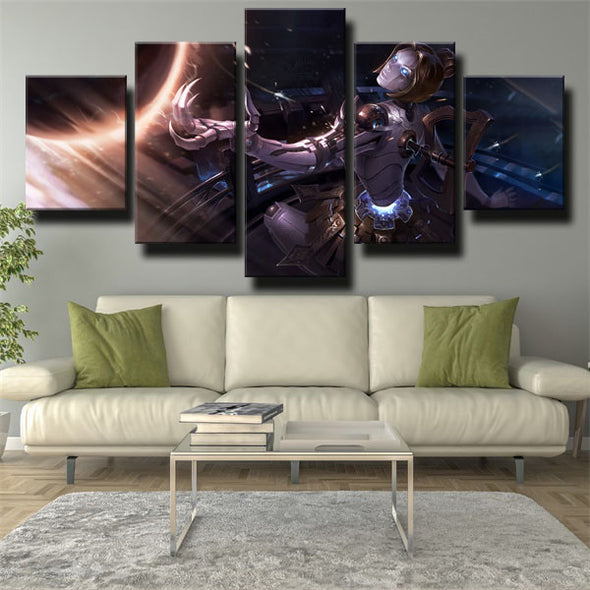 5 panel modern art framed print League of Legends Orianna home decor-1200(2)