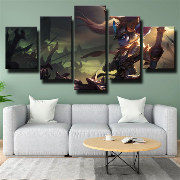 5 panel modern art framed print League of Legends Poppy home decor-1200 (3)