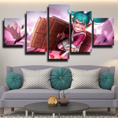 5 panel modern art framed print League of Legends Poppy wall decor-1200 (1)
