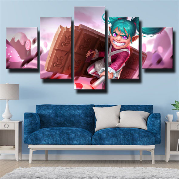 5 panel modern art framed print League of Legends Poppy wall decor-1200 (2)