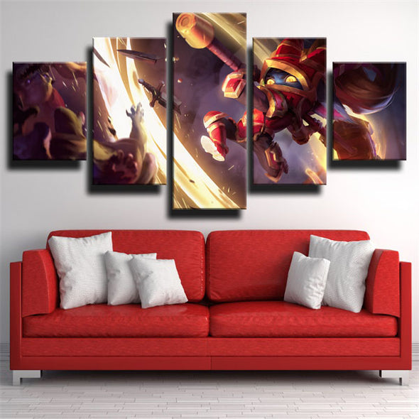 5 panel modern art framed print League of Legends Poppy wall picture-1200 (3)