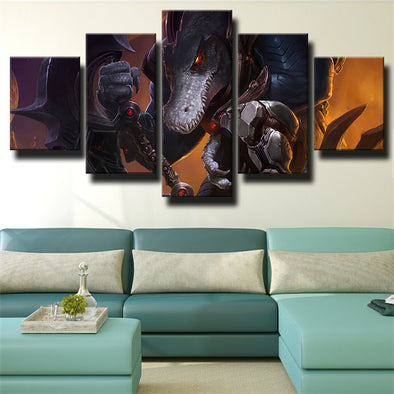 5 panel modern art framed print League of Legends Renekton wall decor-1200（1）