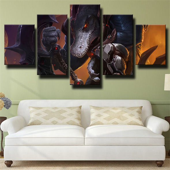 5 panel modern art framed print League of Legends Renekton wall decor-1200（2）