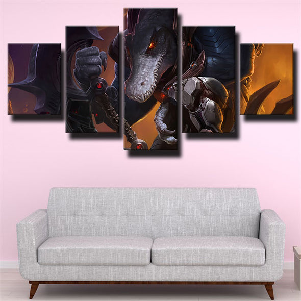 5 panel modern art framed print League of Legends Renekton wall decor-1200（3）