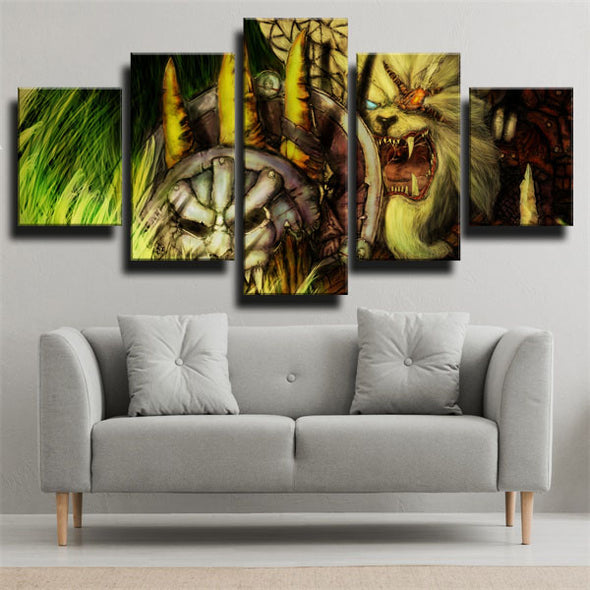 5 panel modern art framed print League of Legends Rengar wall decor-1200 (2)
