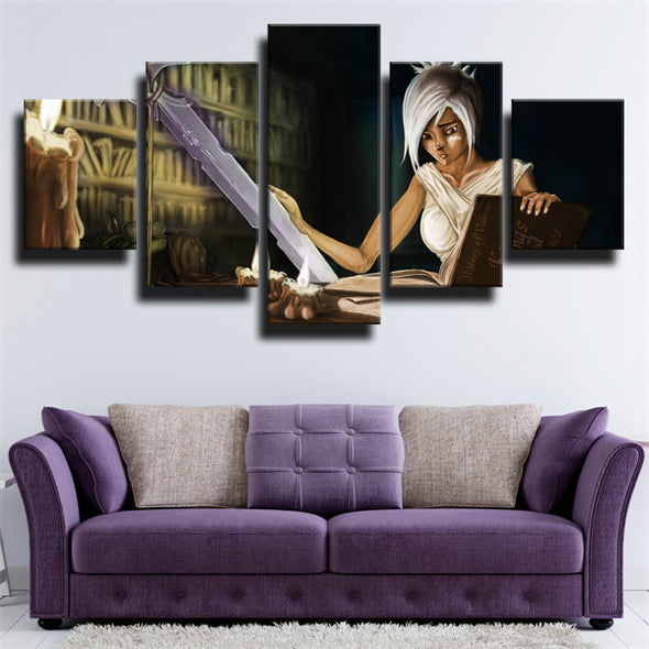 5 panel modern art framed print League of Legends Riven home decor-1200（1）