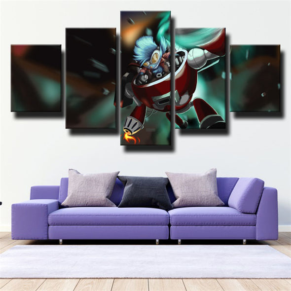 5 panel modern art framed print League of Legends Rumble wall decor-1200 (1)