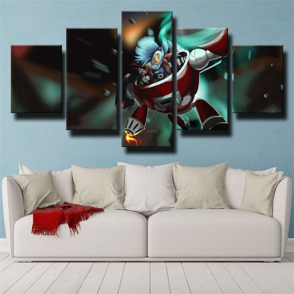 5 panel modern art framed print League of Legends Rumble wall decor-1200 (2)