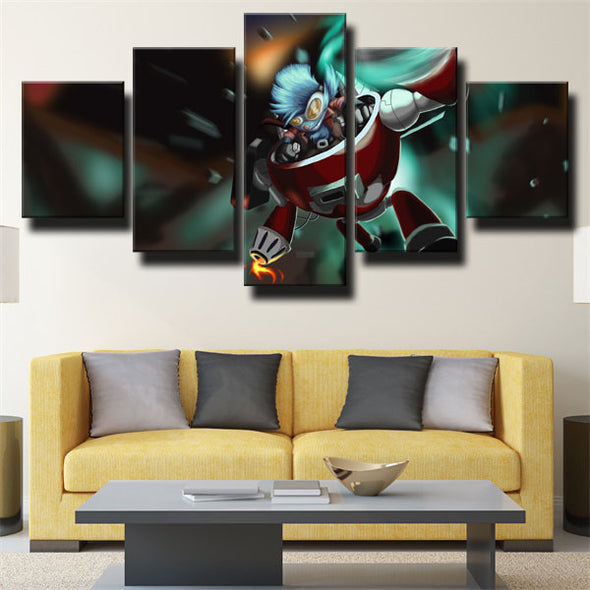 5 panel modern art framed print League of Legends Rumble wall decor-1200 (3)