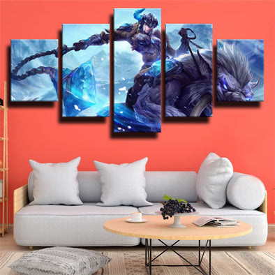 5 panel modern art framed print League of Legends Sejuani home decor-1200 (1)