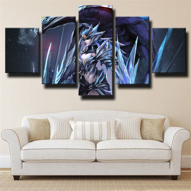 5 panel modern art framed print League of Legends Shyvana home decor-1200 (1)