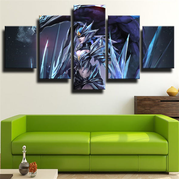 5 panel modern art framed print League of Legends Shyvana home decor-1200 (3)