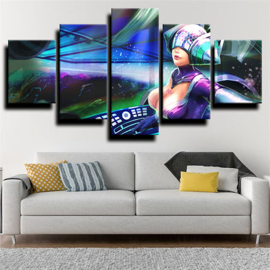 5 panel modern art framed print League of Legends Sona decor picture-1200 (1)
