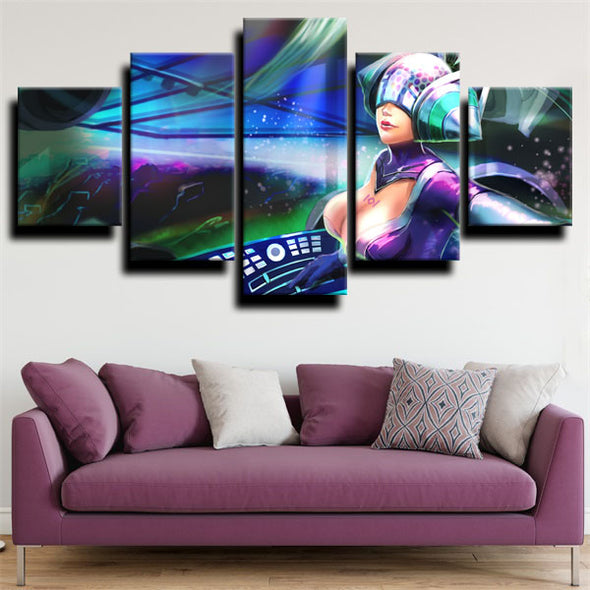 5 panel modern art framed print League of Legends Sona decor picture-1200 (3)