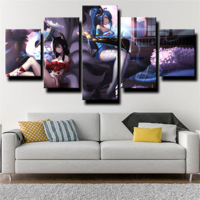 5 panel modern art framed print League of Legends Sona home decor-1200 (1)
