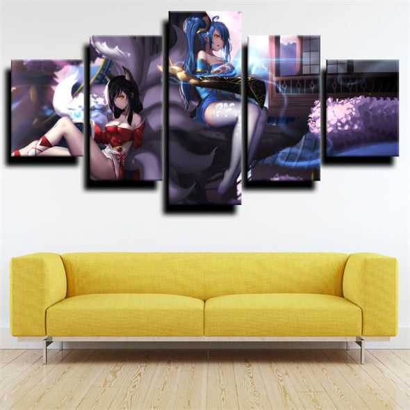 5 panel modern art framed print League of Legends Sona home decor-1200 (2)