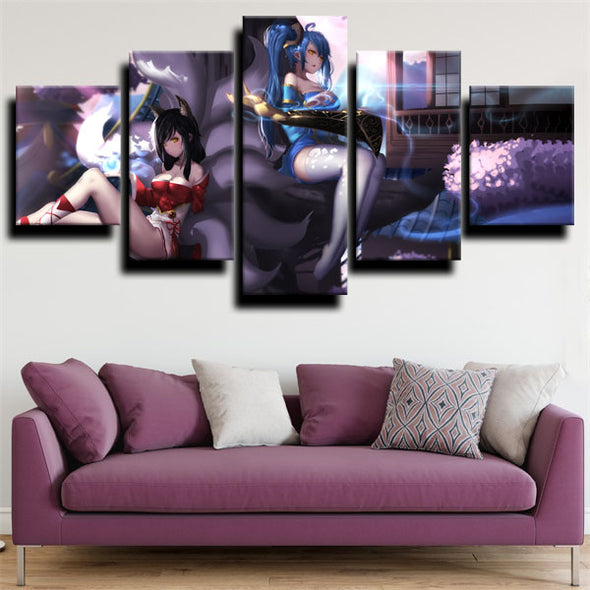 5 panel modern art framed print League of Legends Sona home decor-1200 (3)