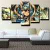 5 panel modern art framed print League of Legends Sona wall decor-1200 (2)