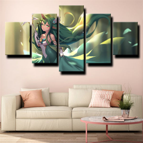 5 panel modern art framed print League of Legends Soraka wall decor-1200 (2)