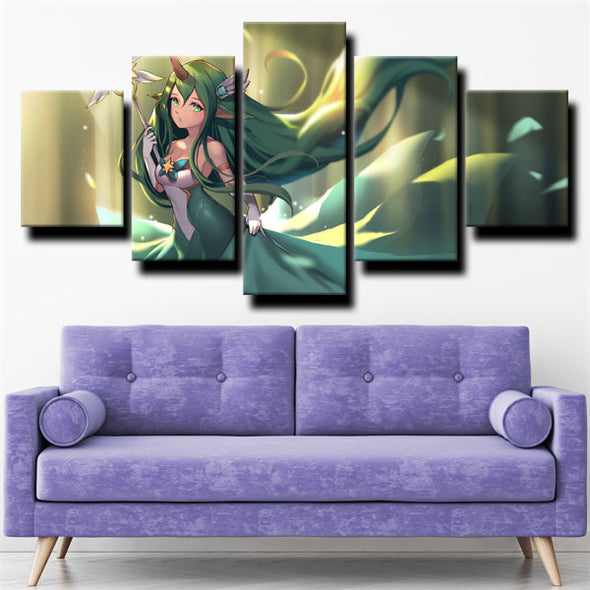 5 panel modern art framed print League of Legends Soraka wall decor-1200 (3)