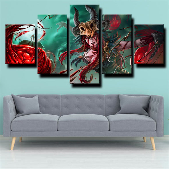 5 panel modern art framed print League of Legends Syndra decor picture-1200 (2)