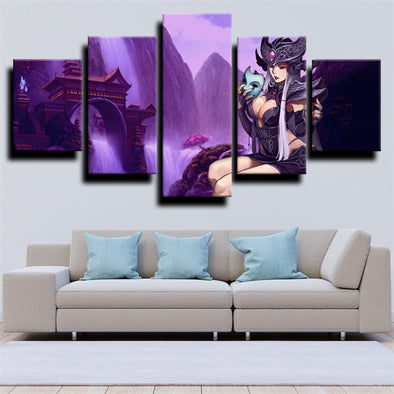 5 panel modern art framed print League of Legends Syndra home decor-1200 (1)