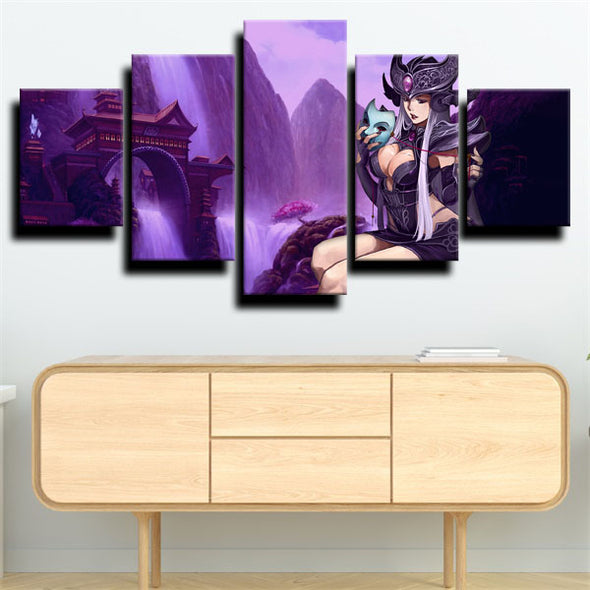 5 panel modern art framed print League of Legends Syndra home decor-1200 (3)