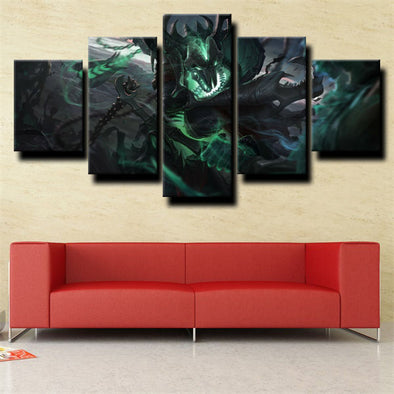 5 panel modern art framed print League of Legends Thresh wall picture-1200 (1)