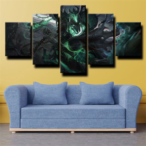 5 panel modern art framed print League of Legends Thresh wall picture-1200 (3)