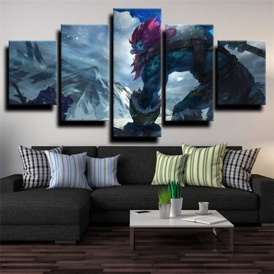 5 panel modern art framed print League of Legends Trundle wall picture-1200 (1)