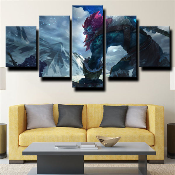 5 panel modern art framed print League of Legends Trundle wall picture-1200 (2)