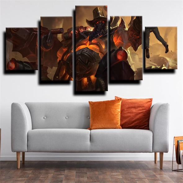 5 panel modern art framed print League of Legends Urgot home decor-1200 (2)