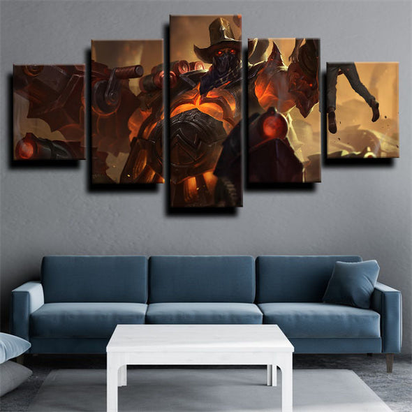 5 panel modern art framed print League of Legends Urgot home decor-1200 (3)