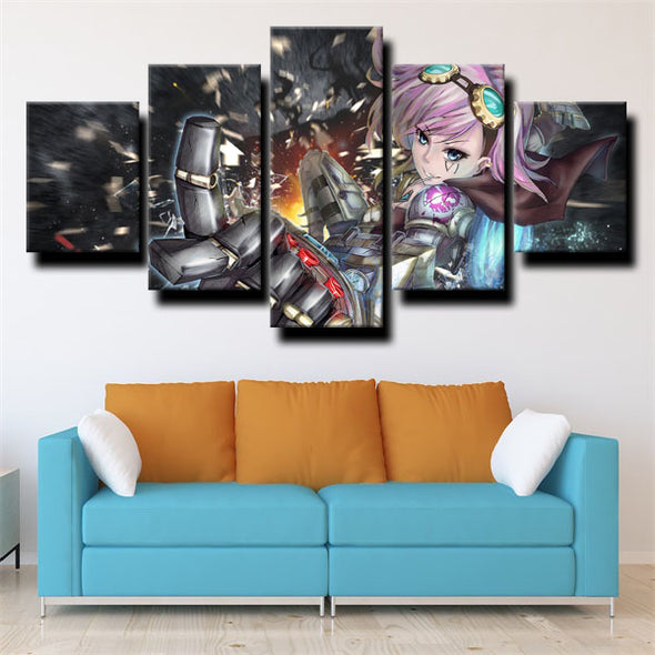5 panel modern art framed print League of Legends Vi decor picture-1200 (3)