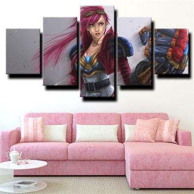 5 panel modern art framed print League of Legends Vi home decor-1200 (1)