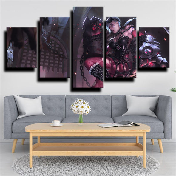 5 panel modern art framed print League of Legends Vi wall decor-1200 (2)