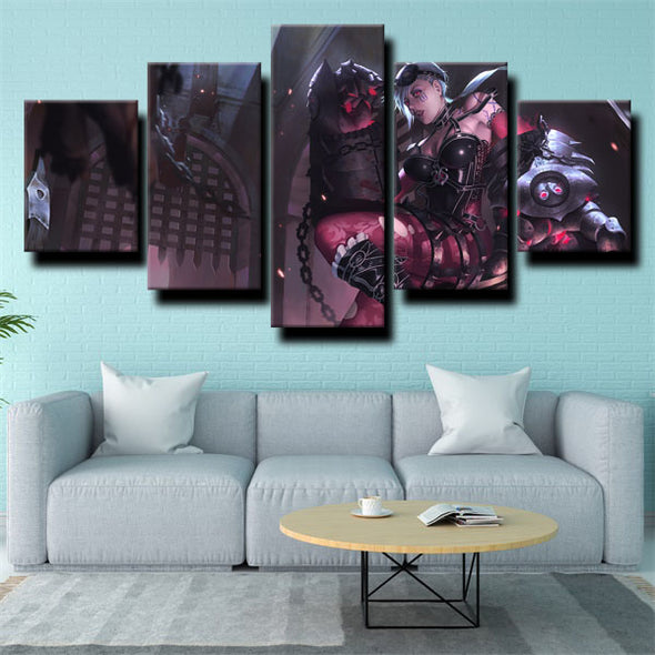 5 panel modern art framed print League of Legends Vi wall decor-1200 (3)