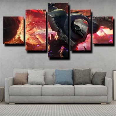 5 panel modern art framed print League of Legends Zed live room decor-1200 (1)