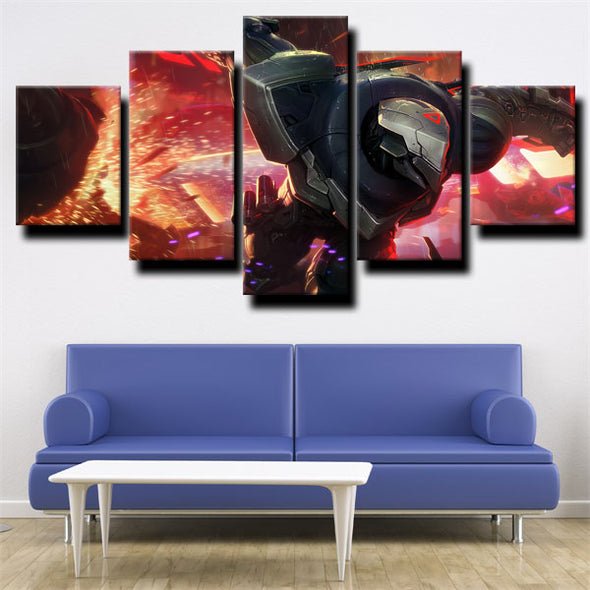 5 panel modern art framed print League of Legends Zed live room decor-1200 (3)