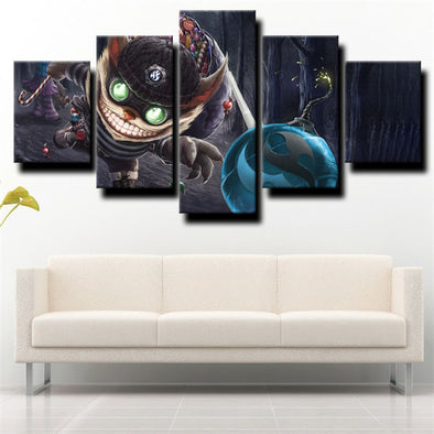 5 panel modern art framed print League of Legends Ziggs decor picture-1200 (1)