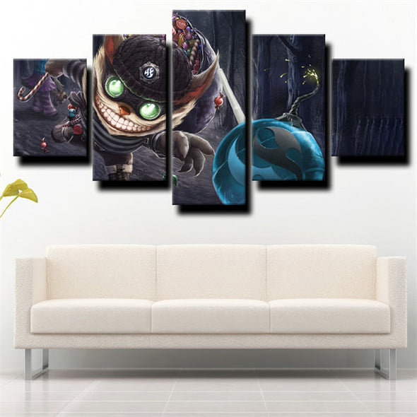 5 panel modern art framed print League of Legends Ziggs decor picture-1200 (1)