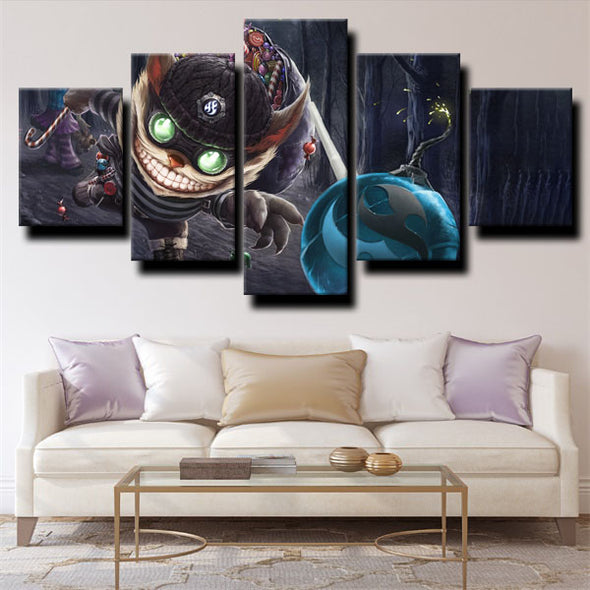 5 panel modern art framed print League of Legends Ziggs decor picture-1200 (3)